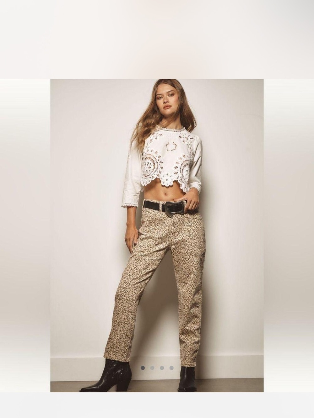 Pilcro by Anthropologie High-Rise Leopard Print Straight Leg Utility Pants